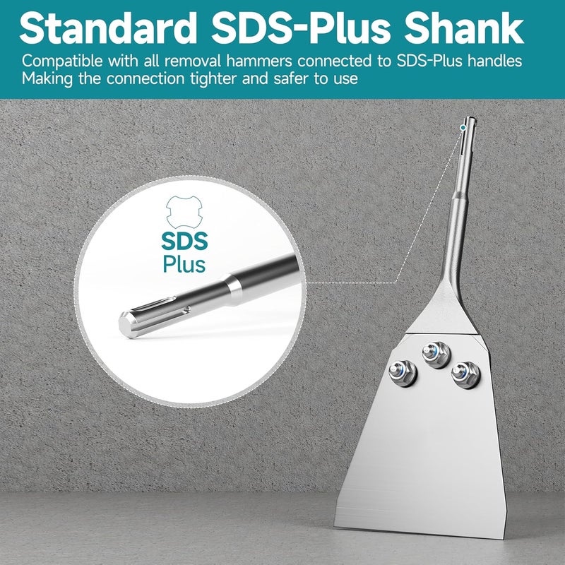 YOSIGHT كاشط أرضيات بشاك SDS Plus بطول 11 بوصة، ورأس بعرض 5 بوصة، إزميل إزالة رقيق 40 Cr، أدوات إزالة للاصق بلاط المونة الرقيقة - Image 2